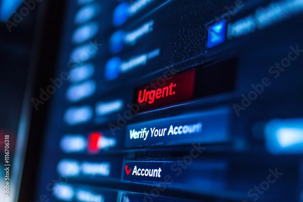 Obraz Urgent message alert. Verify your account to protect against scams and phishing attempts. Protect your identity. Scam concept