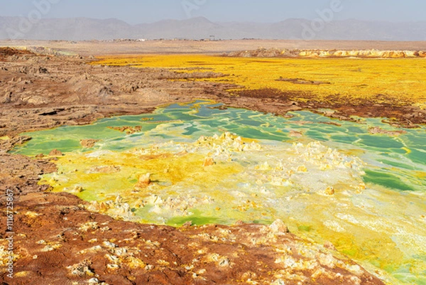 Fototapeta Colourful spings of acid in Dallol, Danakil depression, Ethiopia