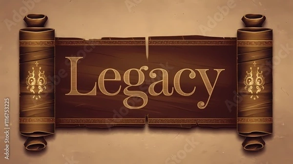 Fototapeta Typography with antique scroll patterns reading "Legacy."