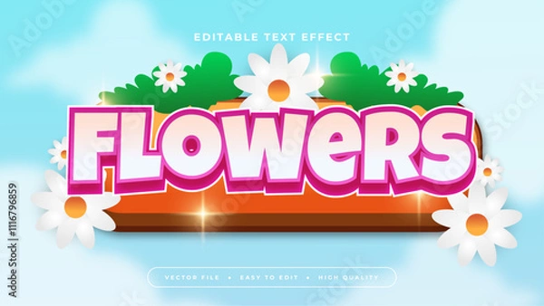 Fototapeta Colorful flowers 3d editable text effect - font style