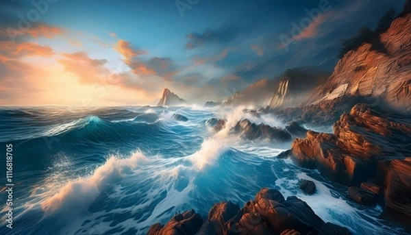 Fototapeta The coastline evolves, telling its story with each tide.  