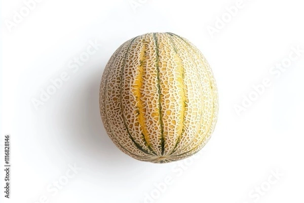 Obraz Top view of cantaloupe melon on a white background with a clear outline Flat lay
