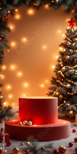 Fototapeta Podium background for Mery Christmas