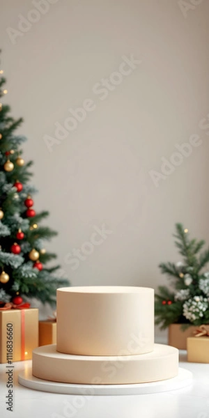 Fototapeta Podium background for Mery Christmas