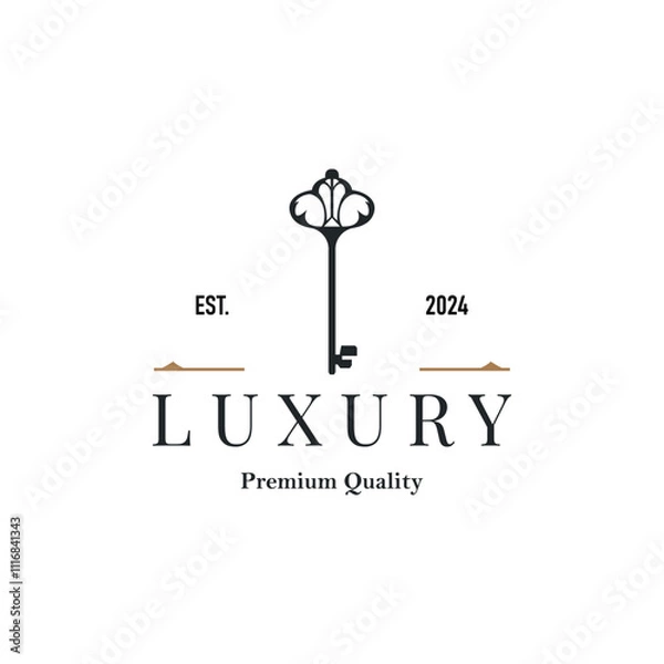 Obraz Home security design simple key logo old vintage minimalist template illustration