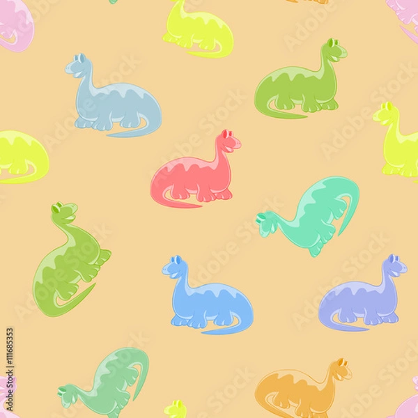 Fototapeta Dino colored seamless background