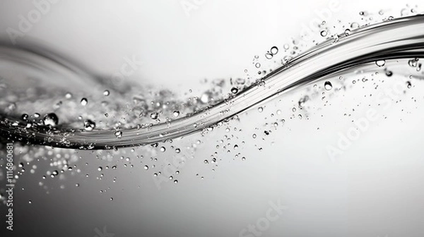 Obraz 動きのある透明な水の流れと飛び散る水滴のクローズアップ | Dynamic Flow of Clear Water with Splashing Droplets Close-Up
