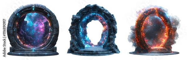 Obraz Cosmic Portals to Other Worlds Isolated on transparent background