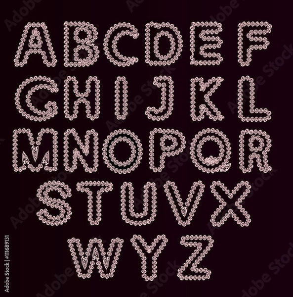 Fototapeta Alphabet Set. Vector illustration of curly alphabet letters. Flo