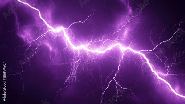 Obraz vibrant display of purple lightning illuminates dark sky, showcasing raw power and beauty of nature electric phenomenon