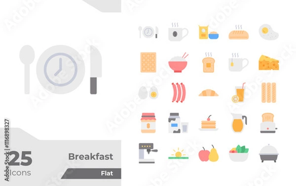 Fototapeta Breakfast Flat Icons