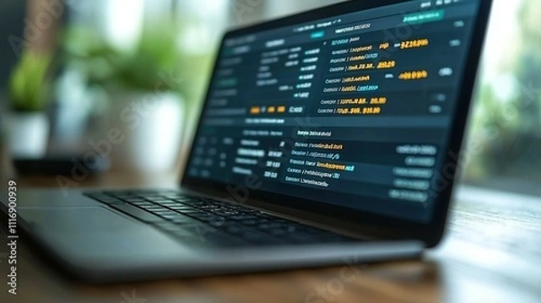 Obraz Laptop Displaying Financial Market Data Information