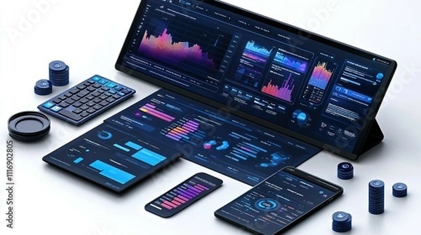Obraz Digital Cryptocurrency Investment Dashboard Displays Market Data