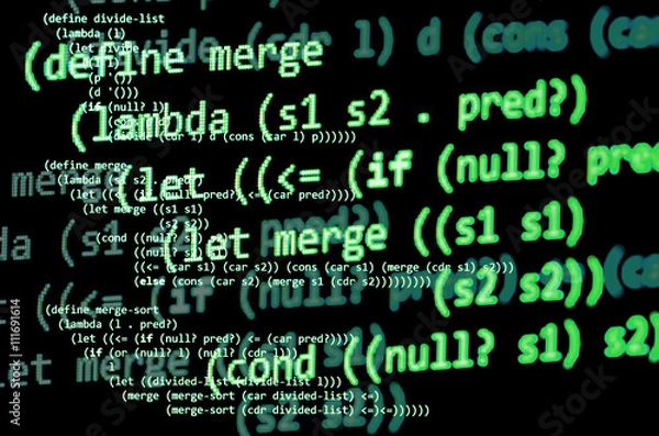 Fototapeta Functional programming code -  declarative paradigm, green color