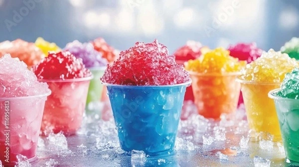 Fototapeta Rainbow of Refreshing Snow Cones: A Summertime Delight