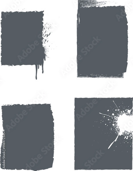 Fototapeta 手書き・ペンキ・墨のアートなフレームイラスト素材セット