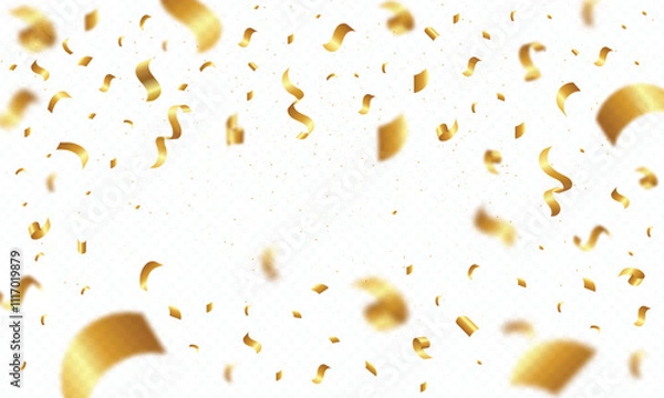 Obraz luxury golden confetti explosion flying isolated on transparent background.gold confetti for celebration design background.vector illustration