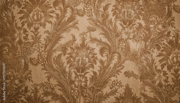 Fototapeta 빈티지 패턴 벽지 올드한 감성이 느껴지는 세피아 톤의 꽃무늬 패턴 벽지