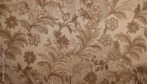Fototapeta 빈티지 패턴 벽지 올드한 감성이 느껴지는 세피아 톤의 꽃무늬 패턴 벽지