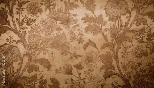 Fototapeta 빈티지 패턴 벽지 올드한 감성이 느껴지는 세피아 톤의 꽃무늬 패턴 벽지