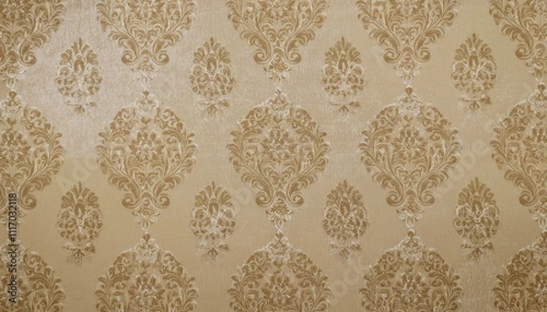 Fototapeta 빈티지 패턴 벽지 올드한 감성이 느껴지는 세피아 톤의 꽃무늬 패턴 벽지