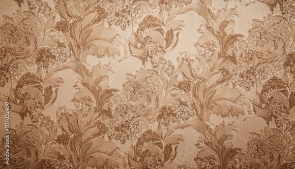Fototapeta 빈티지 패턴 벽지 올드한 감성이 느껴지는 세피아 톤의 꽃무늬 패턴 벽지
