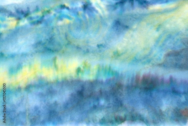 Fototapeta Art picture, a background of various colors, blue, yellow, navy blue, mixed together perfectly, which I made myself, can be used as a background picture, wallpaper picture.
