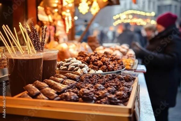 Fototapeta Delicious Chocolate Treats at a Festive Market
