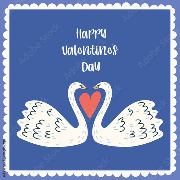Fototapeta Happy Valentine's day greeting card. Handdrawn illustration.