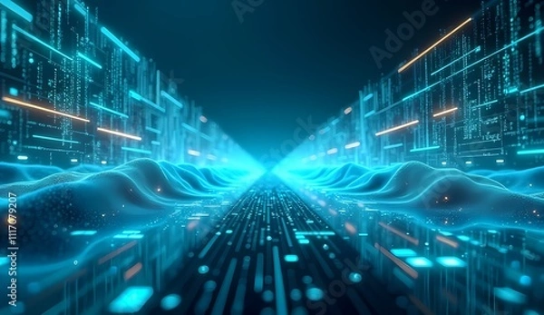 Fototapeta  Futuristic Abstract Data Tunnel - Wallpaper for Desktop - Vector Illustration for Photo Editing