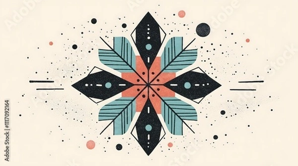 Fototapeta Geometric Abstract Artwork Featuring Symmetrical Shapes and Soft Color Gradients