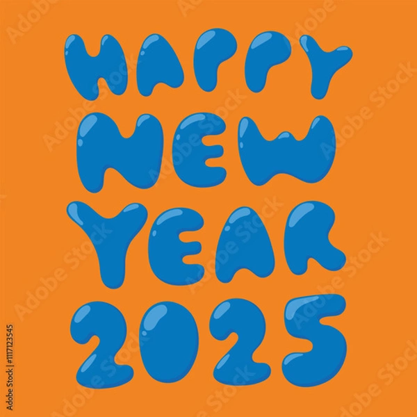 Fototapeta Happy New Year 2025 balloon style vector concept. 2025 new year balloon bubble vector