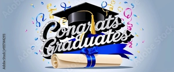 Obraz 2025 graduation celebration, featuring bold, cursive Congrats Graduates