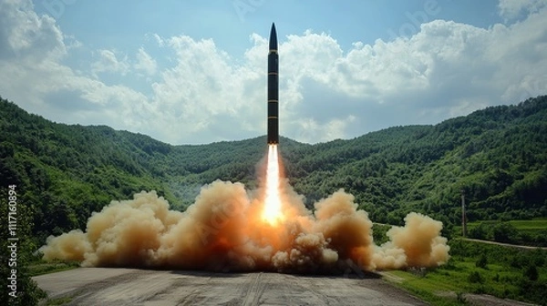 Obraz ballistic missile launch from hidden area
