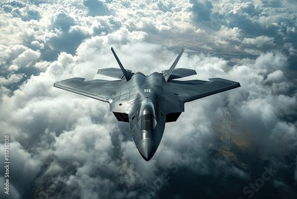 Fototapeta jet fighter aircraft front view on the mid air