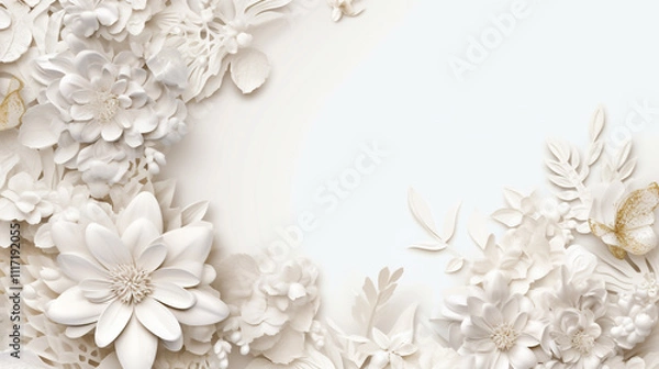 Fototapeta Vintage Royal silver background with intricate floral designs, creating an opulent and classic atmosphere."
