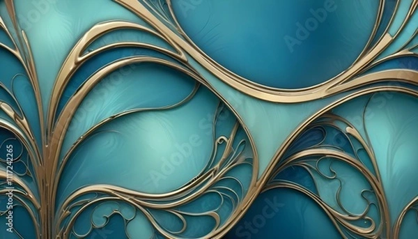 Fototapeta Clear Plain Shiny Warm Soft Vintage Bokeh Cloudy Wave Like Geometric Blue Background or Texture