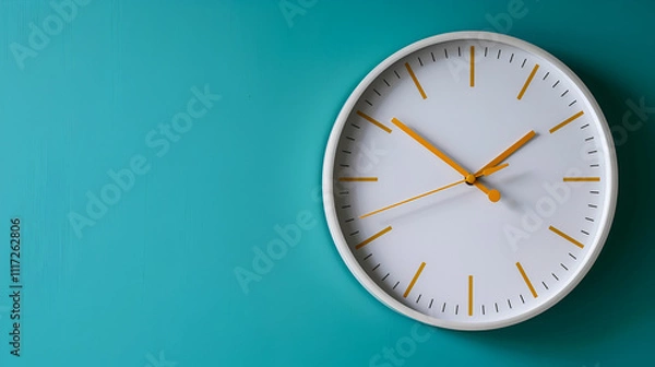 Fototapeta clock on wall on plain background ai 