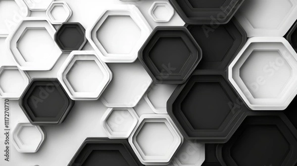 Obraz Repeating Pattern of Black and White Hexagons