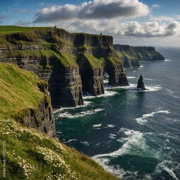 Fototapeta Create a breathtaking image of the Cliffs of Moher in Ireland, showcasing their dramatic beauty. 
