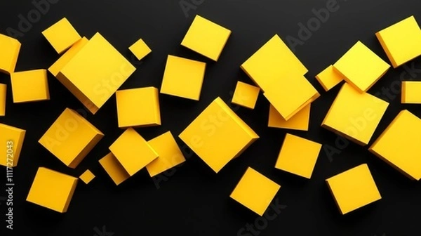Obraz Vibrant Yellow 3D Geometric Shapes Abstract