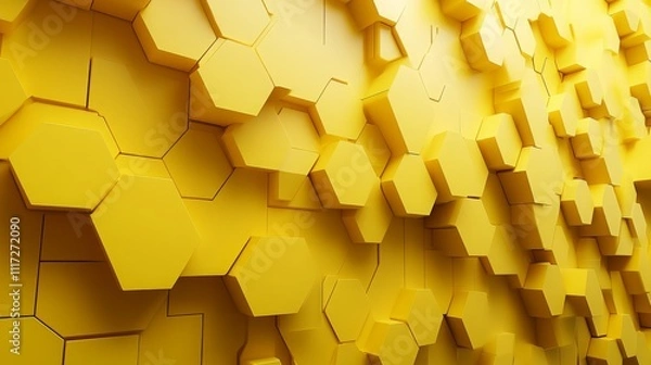 Obraz Vibrant Yellow 3D Geometric Shapes Abstract
