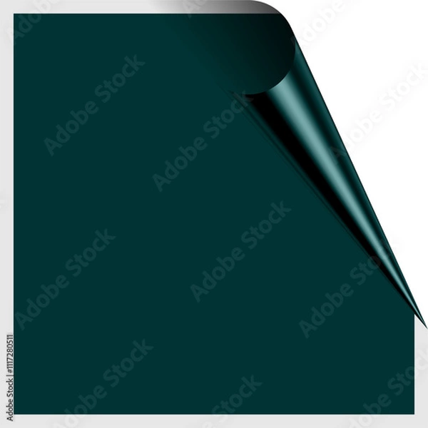 Fototapeta Dark Green Square Shape with Peel Effect