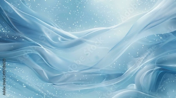 Obraz A winter-themed design with a smooth blue background, swirling snow patterns, and delicate frosty edges that add an elegant seasonal touch