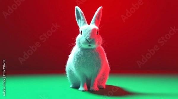 Obraz 3D rendering of rabbit and snow. Soft as velvet, keeps you warm and cozy, lovely and heals the heart