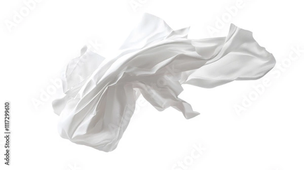 Fototapeta White paper flying, sheet falls and twists isolated on transparent background