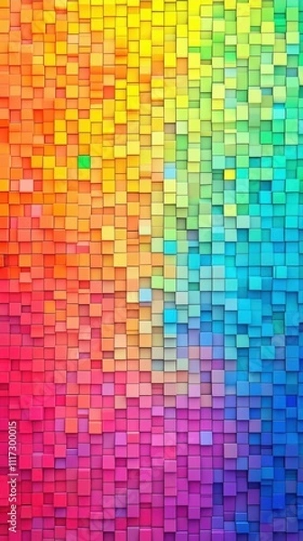 Fototapeta A vibrant mosaic of colorful squares in a gradient pattern.