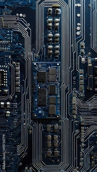 Obraz Microchip motherboard high tech design, electricity of boards and hash boards, graphic cards and data of computer