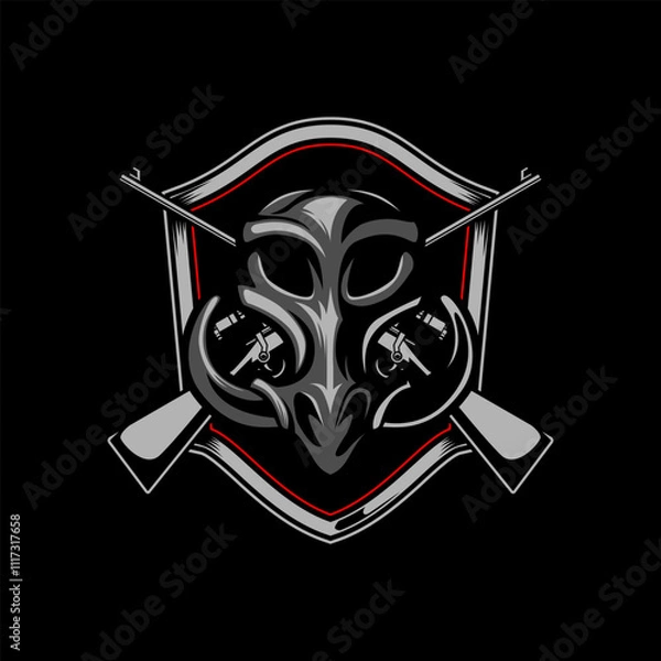 Fototapeta Wild boar head logo. Hunting Community Logo Design Template.