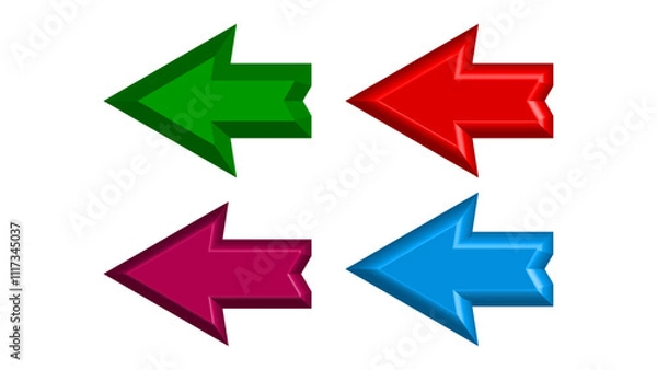 Fototapeta 3D Multicolor 4 vector left arrow icon. Direction arrow.
